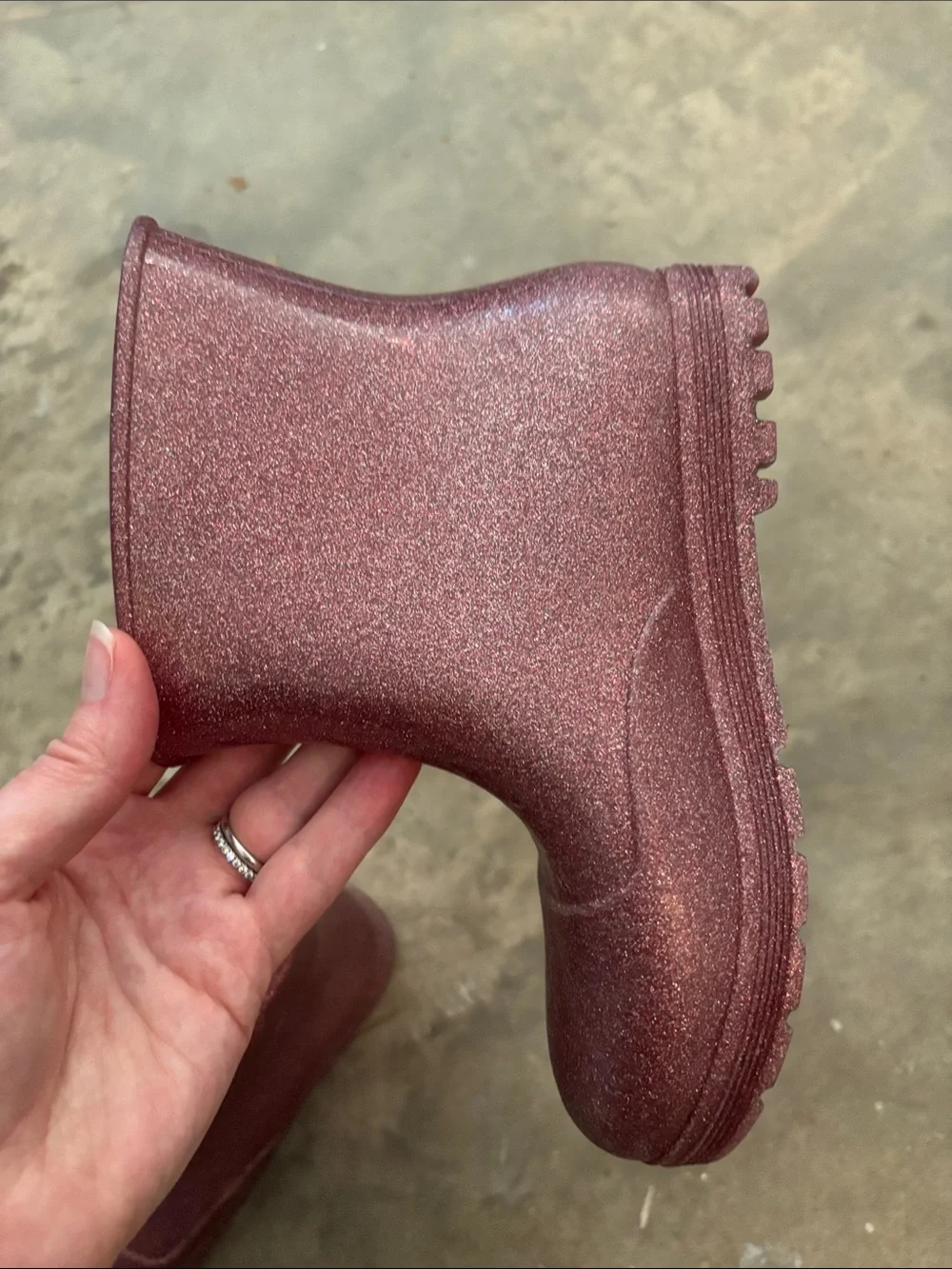 Mini Melissa Little Girls’ Pink Glitter Welly